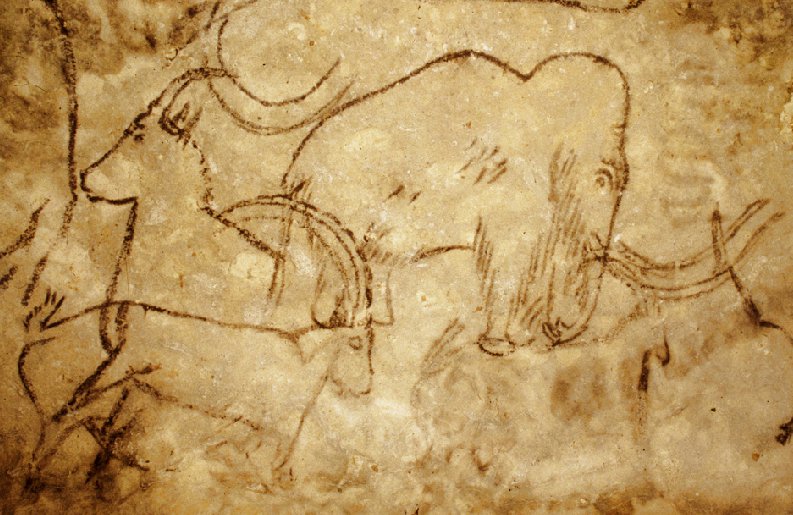 Изображение мамонта в пещере Руффиньяк, 10-12 тыс. л. до н.э. // wikipedia.org