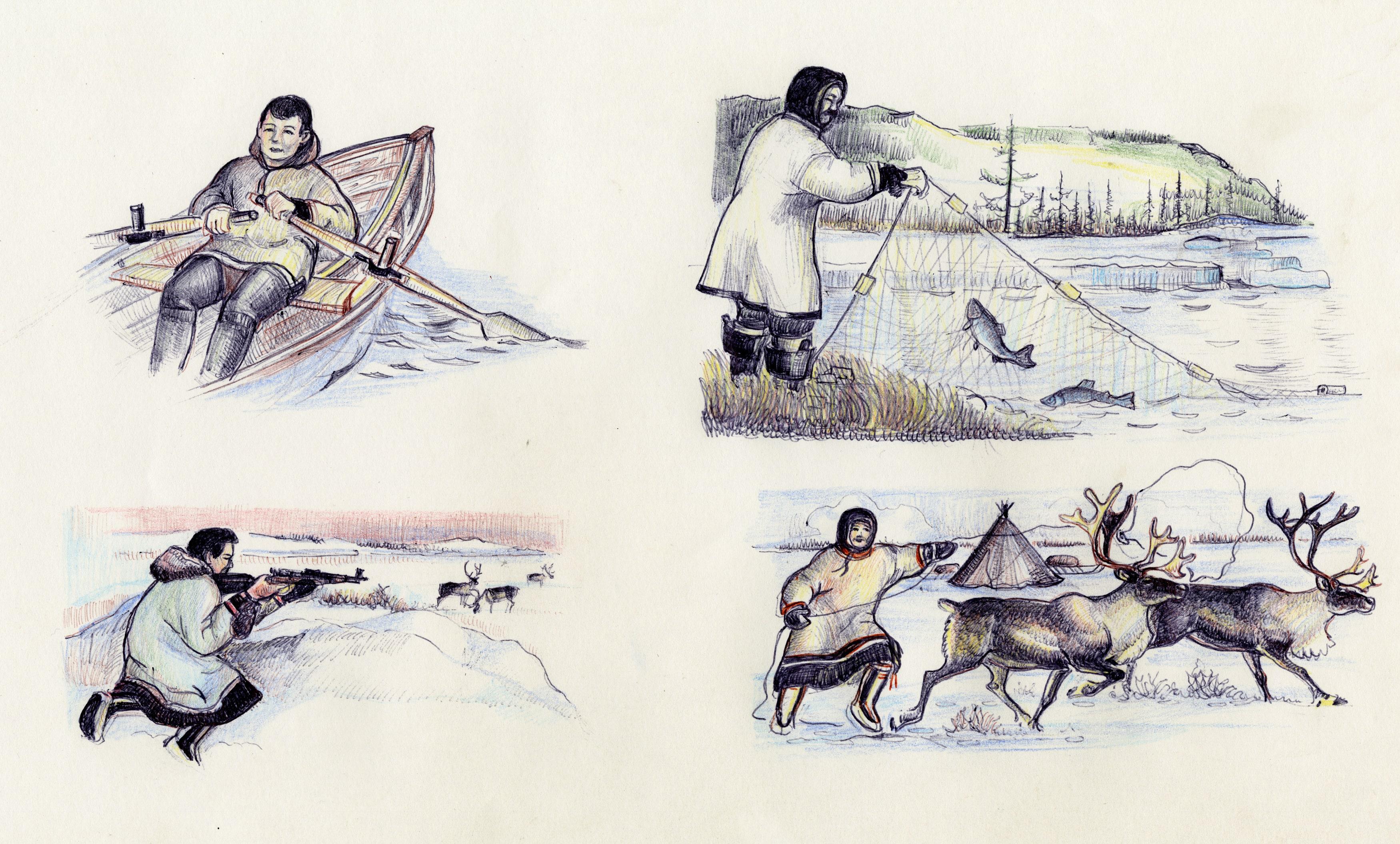 Рисунки Ивана Ивановича Силкина (1959–2013), художника из лесных энцев, подготовленные для картинного словаря