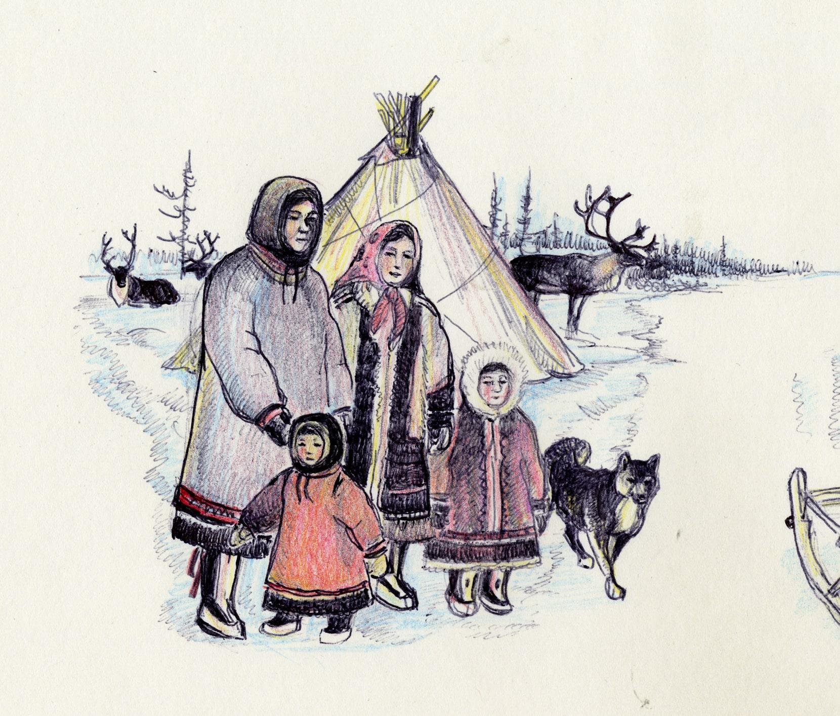 Рисунки Ивана Ивановича Силкина (1959–2013), художника из лесных энцев, подготовленные для картинного словаря